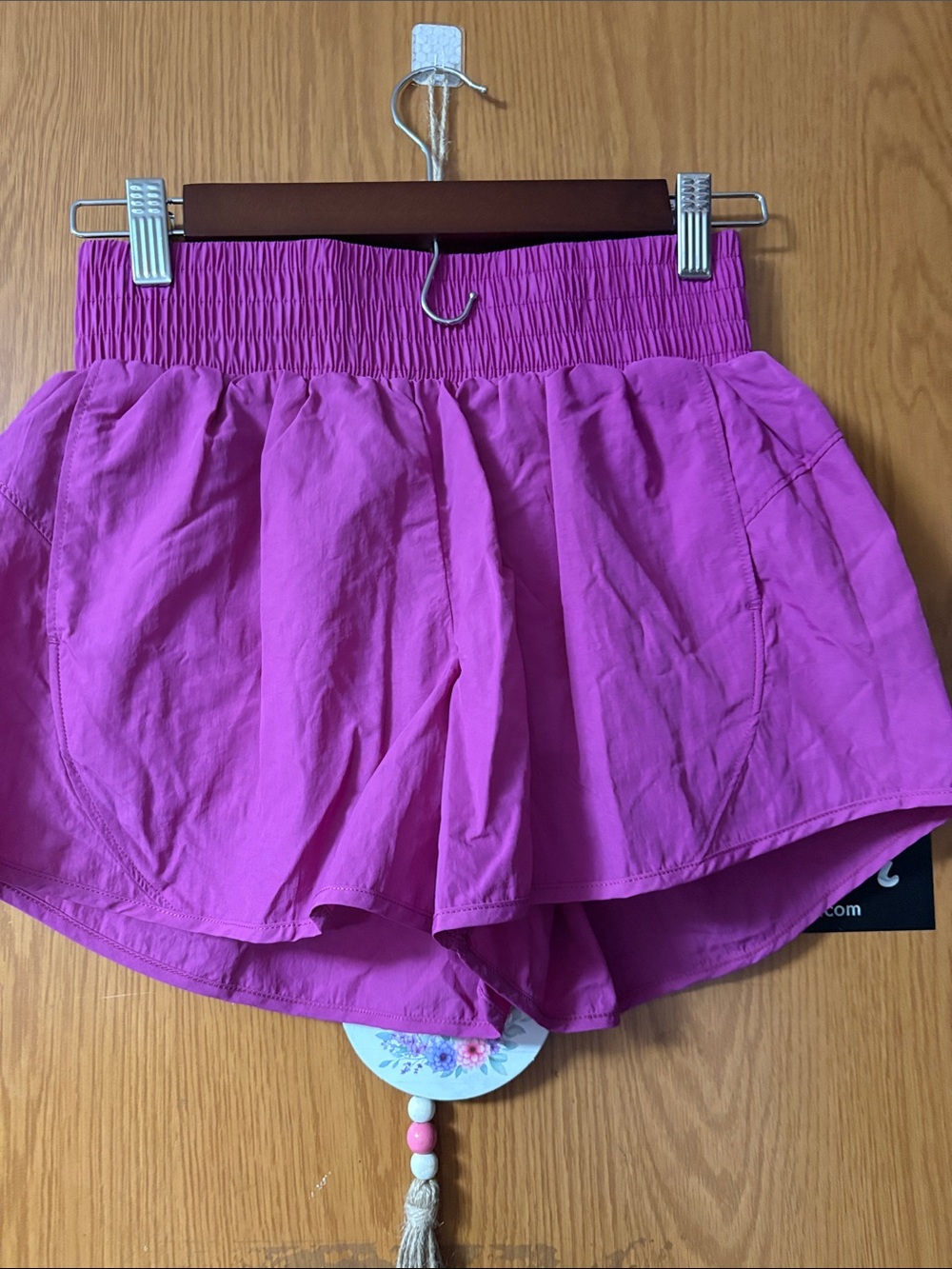 Wet Seal Bright Magenta Smocked Waist Athletic Shorts